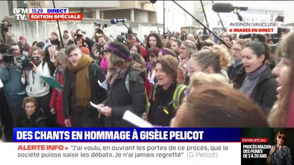 Des chants en hommage à Gisèle Pelicot entonnés devant le tribunal d'Avignon