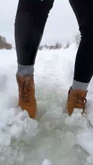 Drying shoes with hot stones 🔥
