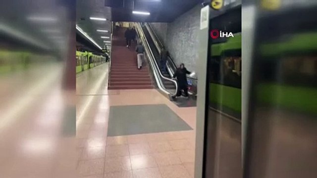 Ters yöne yürüyen merdivenle mücadele kamerada