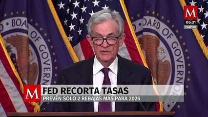 Fed recorta su tasa de interés; prevén sólo dos rebajas en 2025