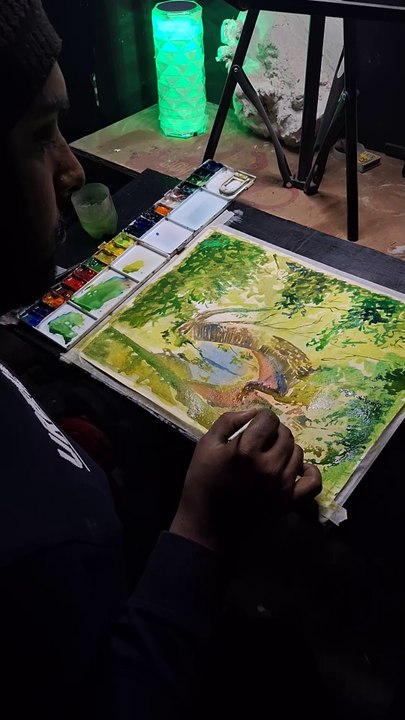 Watercolor landscape painting | watercolor painting tutorial