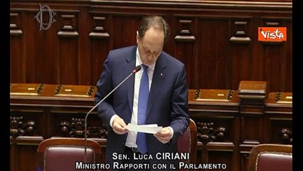 Ciriani in Aula: Pongo la questione di fiducia sull'approvazione della legge di bilancio