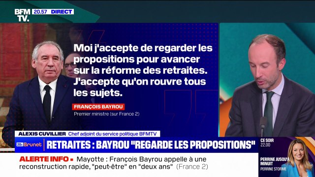 François Bayrou dit accepter qu'on rouvre tous les sujets pour avancer sur la réforme des retraites