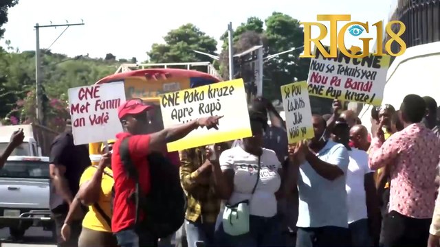 Sendika anplwaye CNE yo òganize yon sit-in devan Villa D'Accueil pou egzije MTPTC peye anplwaye yo