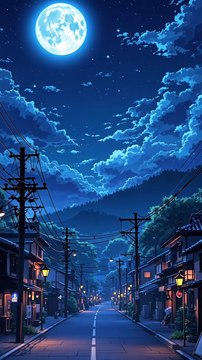 Quiet Night Under the Moonlight .Stunning Anime Night Backgrounds capturing serene Japanese village scen...Now available in a high-quality PDF with 13 unique backgrounds on my Ko-fi shop – link in bio!...#animebackground #sunset