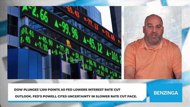 Dow Plunges 1,100 Points as Fed Lowers Interest Rate Cut Outlook. Fed’s Powell Cites Uncertainty in Slower Rate Cut Pace.