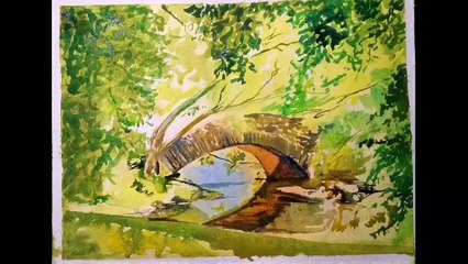 Watercolor landscape painting tutorial