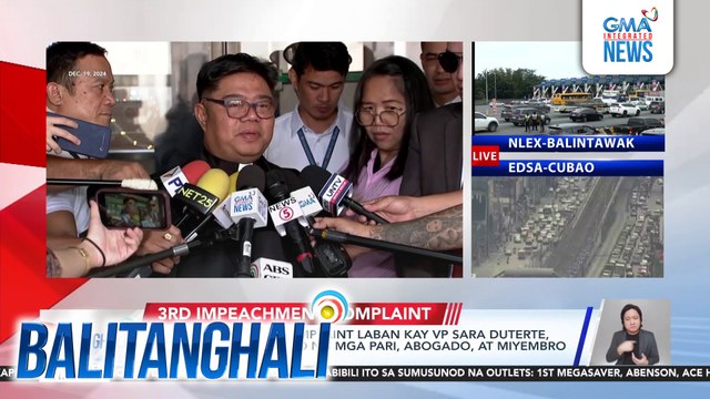 3rd impeachment complaint laban kay VP Sara Duterte, inihain ng mga grupo ng mga pari, abogado at miyembro ng NGOs | Balitanghali