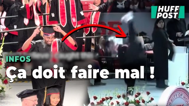 Il n'aurait pas dû tenter un salto à sa remise de diplôme