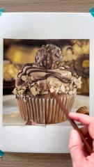 Dessin réaliste d’un cupcake au crayon de couleur