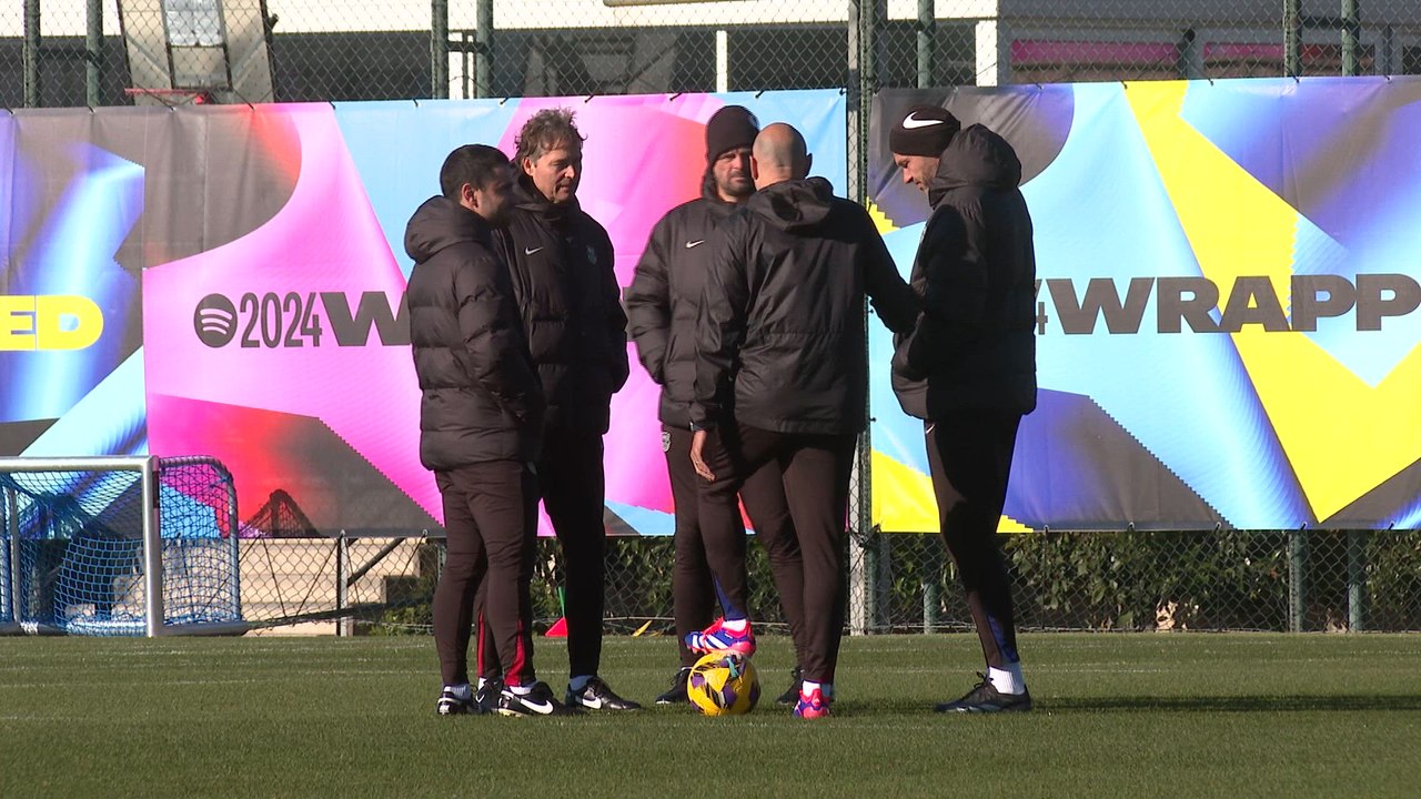 Entrenamiento del Barça antes del partido contra el Atlético