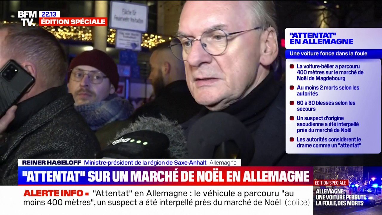 Plusieurs morts sur un marché de Noël en Allemagne: "Une nouvelle tragique, horrible", réagit Reiner Haseloff, ministre-président de la région Saxe-Anhalt