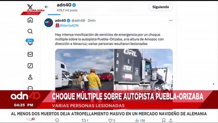🚨¡Última Hora! Choque múltiple sobre la autopista Puebla-Orizaba