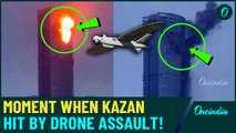 Kazan Drone Attack: Moment Ukranian Drone Blast Turns Tower Into Huge Fire Ball | Drone Hit Caught