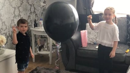 Little girl gets disappointed when gender reveal shows baby brother instead of sister