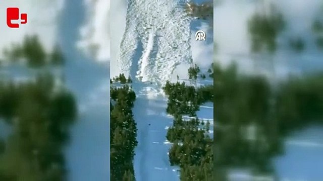 Palandöken Dağı'nda sporcuların üzerine çığın düşme anı