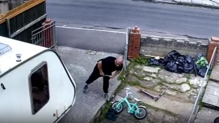 Man tries to escape being hit as caravan truck rolls after brakes are unlocked