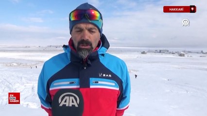 Hakkari'de Milli takıma girme hayali kuran kayak sporcuları, çalışmalarını sürdürüyor