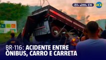 Grave acidente na BR-116 deixa mortos e feridos em ônibus com 45 passageiros