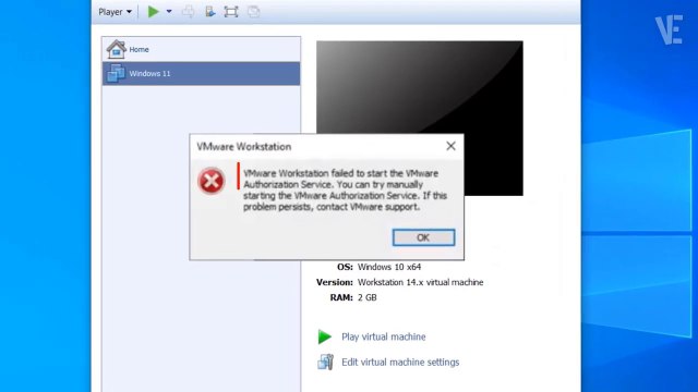 Solved - VMware Workstation failed to start the VMware Authorization Service / VMware Authorization Service is not running