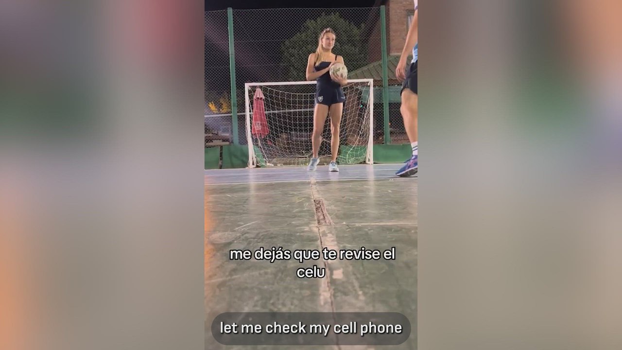 Argentine girlfriend's penalty save for phone access goes viral: watch the nmissable moment!