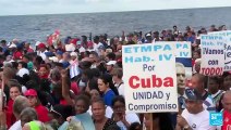 Cubanos marchan en contra de las sanciones y bloqueos económicos estadounidenses