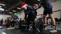 Taipei hosts Santa-themed deadlift contest for seniors