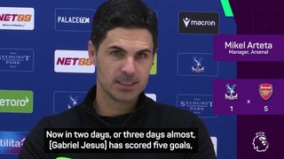 Arteta hails Jesus after Brazilian bags brace against Palace