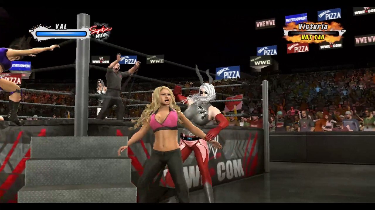 SmackDown VS RAW 2009 (PLAYSTATION 3) Handicap My CAWS vs The Trio Tag Match