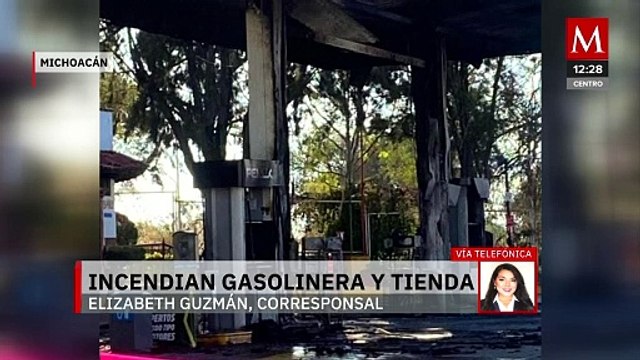 Grupos criminales incendian gasolinera y un Oxxo en Cuitzeo, Michoacán