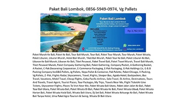 Paket Bali Lombok, 0856-5949-0974, Vg Pallets