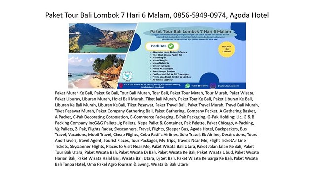 Paket Tour Bali Lombok 7 Hari 6 Malam, 0856-5949-0974, Agoda Hotel