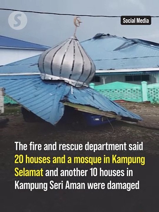 Strong winds damage buildings and vehicles in Semporna