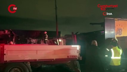 Beylikdüzü'nde TIR garajında korkutan yangın Bir kedi ve köpek öldü!