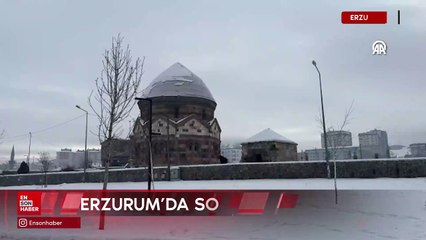 Erzurum'da soğuk hava etkili oldu