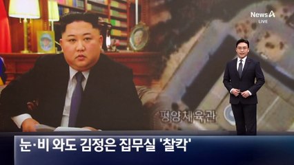눈·비 와도 김정은 집무실 ‘찰칵’