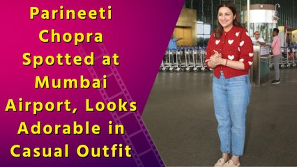 Parineeti Chopra Looks Stunning in Red Sweater and Blue Jeans at Mumbai Airport