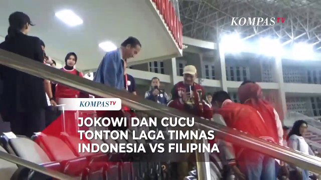 Jokowi dan Cucu Nonton Laga Timnas Indonesia vs Filipina di Stadion Manahan