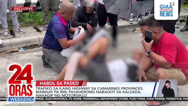 24 Oras Weekend Part 2 - Bumaba ng bus nahagip ng motorsiklo; Mga batang nagboboga huli; Pulang Araw Christmas party; atbp.