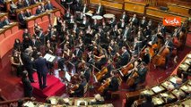 La Russa consegna a Muti la Campanella del Senato a termine del Concerto di Natale in Aula