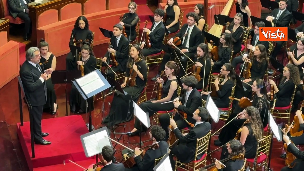 L?intervento di Riccardo Muti al termine del Concerto di Natale in Senato