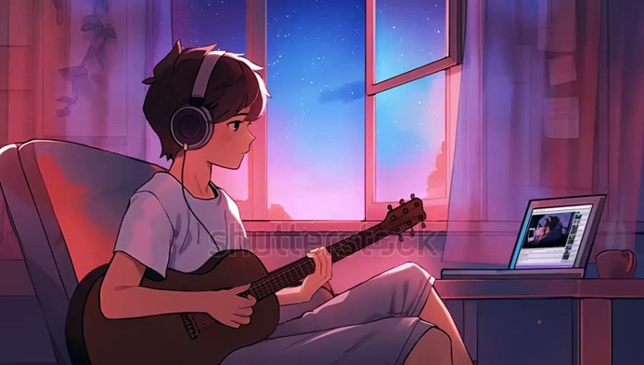 Lofi Animation Seamless Loop Guy Playing Stock Footage Video (100% Royalty-free) 3413979895