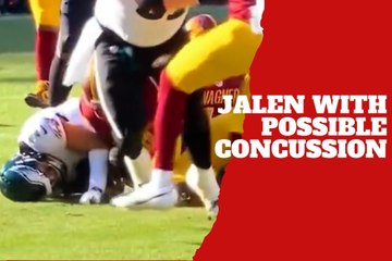 Jalen Hurts leaves field after hard hit against Washington with possible concussion