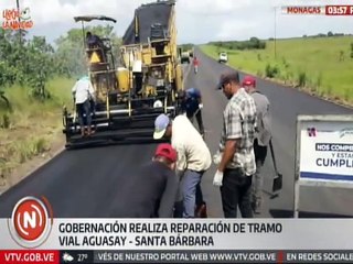 Gobierno Monagas realizó la reparación del tramo vial Aguasay - Santa Bárbara