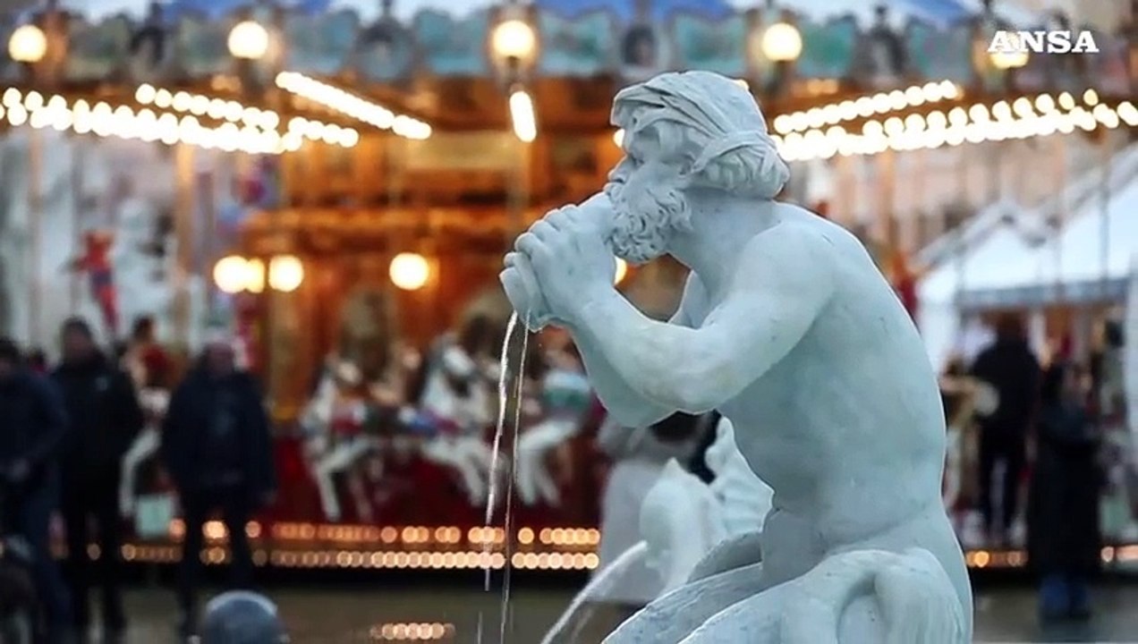 Giubileo, riaperta la fontana dei 4 fiumi in piazza Navona