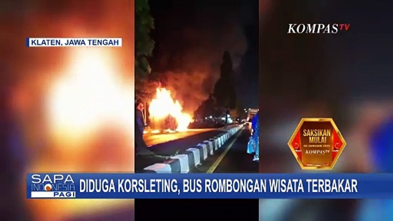 Detik-Detik Bus Rombongan Wisata Terbakar hingga Muncul Ledakan di Jalan Solo Jogja