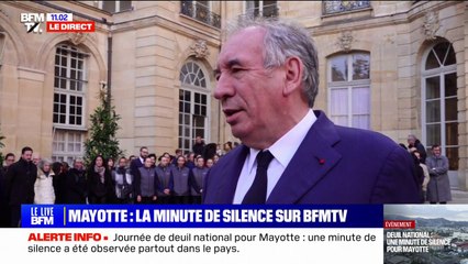 "Communion et solidarité": François Bayrou s'exprime après la minute de silence observée pour Mayotte
