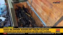 Esad rejiminin askerleri teslim oluyor! Askerlerin silah teslim ettiği anlar kamerada...