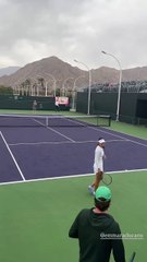 Emma practicing at Indian Wells 1st March