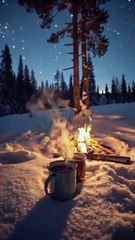 Winter Night by the Campfire.